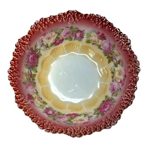 Antique Hermanne Ohme SILESIA Serving bowl hand painted raised 9.5" - Picture 1 of 6