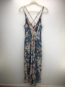 Maxi Vestido ASTR The Label Mujer Talla L Gris Melocotón Marfil Estampado Floral Espaguetis - Imagen 1 de 6