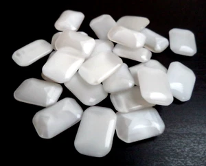 1960'S WHITE 3/4X1" GLASS MOONSTONE CABOCHON WAREHOUSE FINDINGS LOT OF 24PCS LS8 - Picture 1 of 1