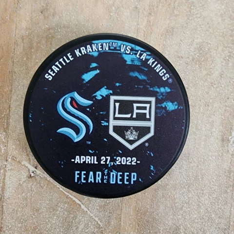 SEATTLE KRAKEN vs Los Angeles Kings Match Puck 4/27/22 Cover