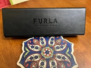 Furla Sunglasses Black Triangular Folding Faux Leather Case Only - Picture 1 of 4