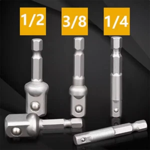 1pcs/3pcs Socket Adapter Set Hex Shank 1/4" 3/8" 1/2" Impact Grade Driver Drill - Picture 1 of 5