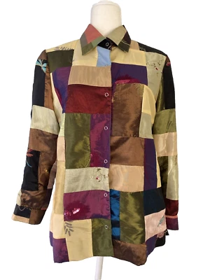 Grace Chuang Patchwork Colorful embroidered Jacket Womens Size M wearable art - Image 1 of 4