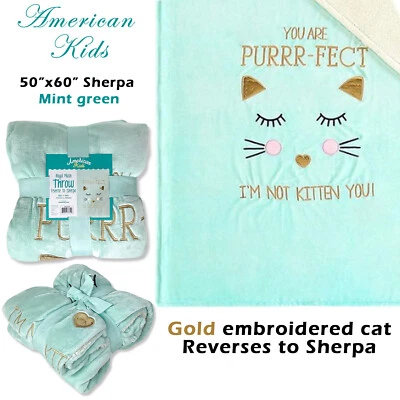 Nuevo tiro de peluche real American Kids 50 x 60 - "You Are Purrr-fect". Foto 1 de 4