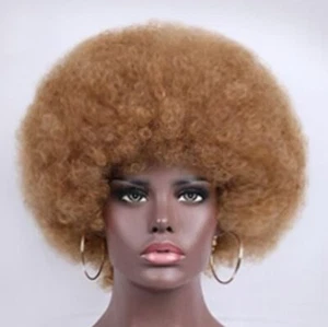 Neu hellbraun Disco 70er Afro Cosplay Halloween Kostüm Damen Perücke mit Extras - Bild 1 von 10