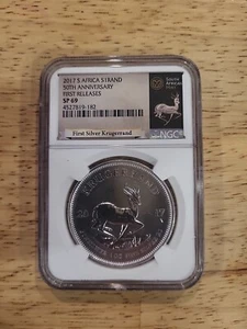 2017 South Africa 50th Annv Krugerrand 1 oz 999 Silver, NGC SP-69 First Releases - Picture 1 of 2