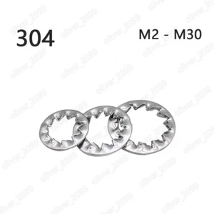 304 Edelstahl gezackte Verschlussscheiben interne Zähne M2 M2.5 M3 M4 M5 M6 M30 - Bild 1 von 6