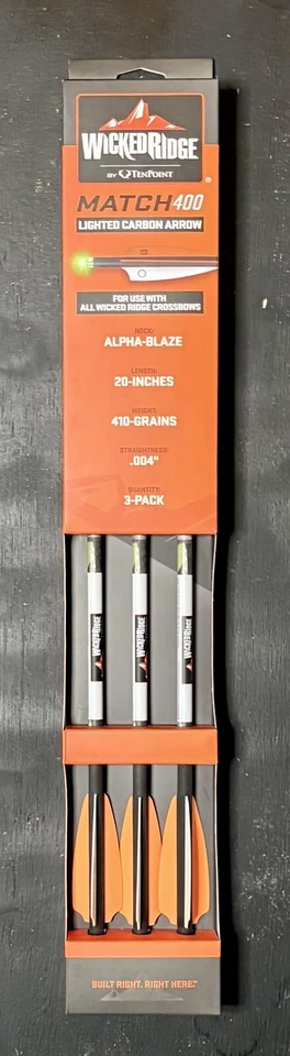 Wicked Ridge By Ten Point Match 400 Alpha Blaze Lighted Carbon Arrows 3 Pack New - Image 1 of 3