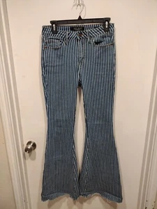 Judy Blue Stripe Super Flare High Waist Ruby Ya Ya Shirley Jeans 5/27-Boho - Picture 1 of 11