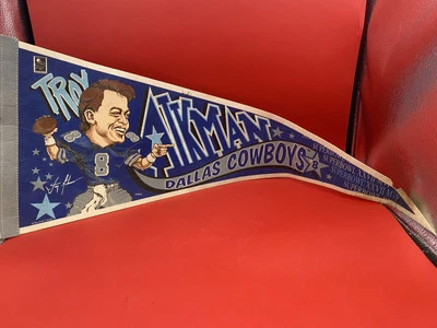 Troy Aikman Pennant 1993 Super Bowl 27  MVP Dallas Cowboys #8 Felt VTG READ - Image 1 of 4