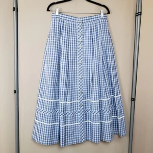 Landhaus C&A Naturally Skirt EU42/US12 Button Front Midi Blue Plaid Cottage Core - Picture 1 of 9