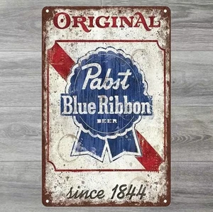 Pabst blaues Band Bier 8 x 12 Neuheit Vintage Blechschild eingeschweißt - Bild 1 von 2