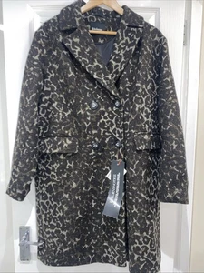 Kaleidoscope Coat New Tags Size 12 Animal Print Buttons Black - Picture 1 of 12