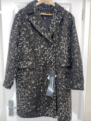 Kaleidoscope Coat New Tags Size 12 Animal Print Buttons Black - Image 1 of 4