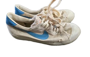 Nike Womens Canvas Shoes 80s White Blue Swoosh Thrash 800911 Collectible 7.5 Vtg - Picture 1 of 23