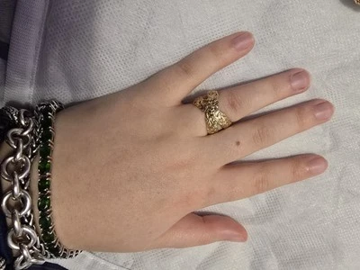 VINTAGE 14K GOLD BYZANTINE "X" BAND RING SIZE 5-5.50  APPROX 3 GMS - Image 1 of 4