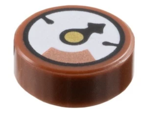 2 X LEGO Tile, Round 1 x 1 White Gauge with Black Pointer, Gold Circle - Picture 1 of 1