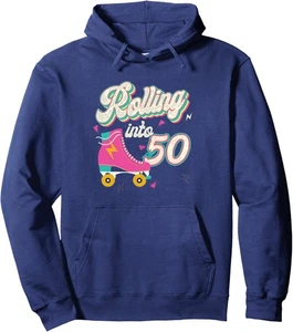 Design Birthday Roller Skates Rolling Into Funny Unisex Hooded Sweatshirt - Picture 1 of 5