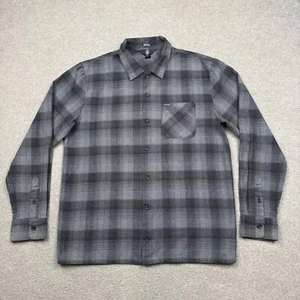 Volcom Button Up Shirt Flannel Men's Size M Black Plaid Long Sleeve Modern Fit - Picture 1 of 7