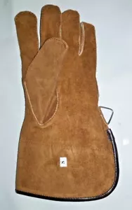 Falconry Glove Single Layer (Small Size) Suede Leather 12" Long (Tan Brown) - Picture 1 of 3