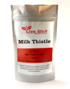 Milk Thistle Extract 3000mg - 120 Tablets UK made High Strength Silymarin Vegan - Picture 1 of 6
