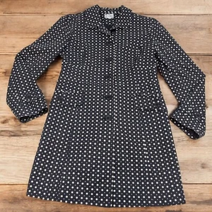 LOFT Ann Taylor Women’s P-Coat Trench Coat Black And White Polka Dot Size 4 - Picture 1 of 13
