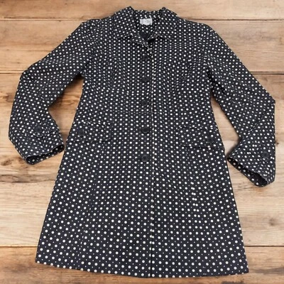 LOFT Ann Taylor Women’s P-Coat Trench Coat Black And White Polka Dot Size 4 - Image 1 of 4