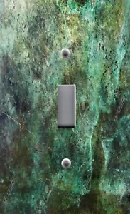 Coperchio piastra interruttore luce immagine rame patina bronzo verde rustico invecchiato e viti - Foto 1 di 28