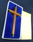Brass Vintage Cross Inlayed Inside Solid Wood Religious Symbol