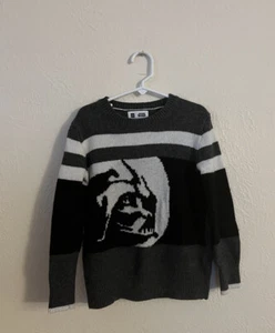 GAP Star Wars Collab Boys Sweater Size XS 4 5 Darth Vader Black Gray Wool Blend - Picture 1 of 3