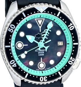 Vintage SEIKO 7002 diver Custom MOD FISHBONE hands MOP dial Genuine case & movt.