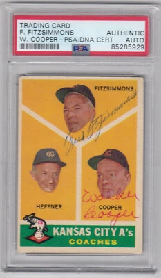 1960 Topps Fred Fitzsimmons & Walker Cooper SIGNED AUTOGRAPHED A’s # 462 PSA DNA - Image 1 of 2