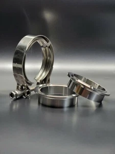 Kit de abrazadera de brida de acero suave macho/hembra con banda en V de 2,5"" pulgadas tubo descendente de escape turbo - Imagen 1 de 2