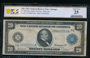AC Fr 990 1914 $20 Chicago FRN PCGS 25 comment Burke/Houston !! - Picture 1 of 2