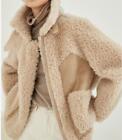 Sheep Shearing Coat Women's Lamb Wool Fur Jacket Loose Zip Straps Warm Outwear