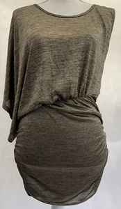Gold Black Elastic Waist Asymmetrical Arm Hem Top Size 10 - Picture 1 of 9