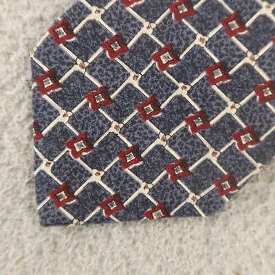Corbata George Machado Azul Rojo Geométrica 100% Seda Italiana 4" Foto 1 de 4