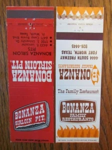 BONANZA RESTAURANT MATCHBOOK COVERS: FORT WORTH TEXAS EMPTY MATCHCOVERS -E18 - Picture 1 of 1