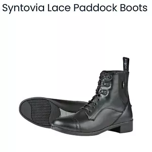 Saxon Syntovia Lace Equestrian Paddock Boots Black Womens 9 - Picture 1 of 9