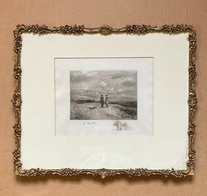 Acquaforte London 1892 Antico Paris Paesaggio Cavalli Persone Cornice Decorata - Foto 1 di 11