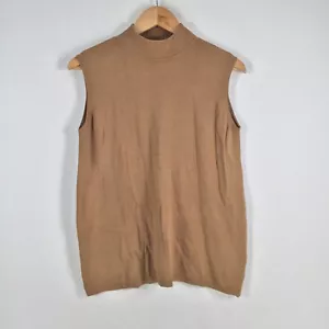 Katies womens knit tank top size 10 brown sleeveless high neck solid 047671 - Picture 1 of 7