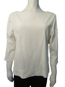 classiques entier white knit top round neck 3/4 sleeve XL - Picture 1 of 7