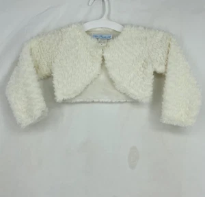 Sweet Pea & Lilli Girls Size Small Cropped Shrug Jacket White Faux Fur Vintage - Picture 1 of 7