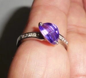 ANELLO VINTAGE RSC ARGENTO STERLING MISURA 9,25 DESIGN PIETRA AMETISTA - Foto 1 di 4