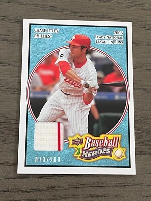 2008 Upper Deck Baseball Heroes Memorabilia Light Blue Chase Utley #135 /200 - Image 1 of 2