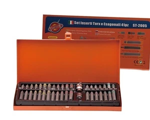 SET DI CHIAVI INSERTI 40 PEZZI TORX , ESAGONALI E MILLE RIGHE X BULLONI SPANATI - Foto 1 di 1