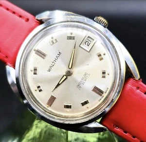 Vintage WALTHAM 1960's Manual-Wind Date Retro Men's Watch W/ Superb Design !! - Picture 1 of 3