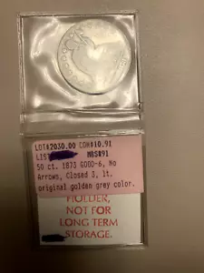 1873-P Seated Liberty Half Dollar - 90% Silver! Rare! No Arrows! Closed 3 Fr Shp - Picture 1 of 5