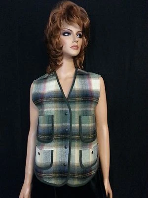 Ограниченный женщин жилет верхний клетку многоцветный 4 кармана защелки Италии подготовки S/M - Изображение 1 из 4