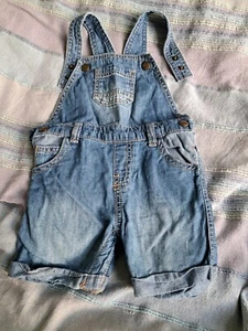 F&F Baby Denim Dungarees Shorts Jean Shortall Playsuit 9-12 Months 80cm Toddler  - Picture 1 of 3